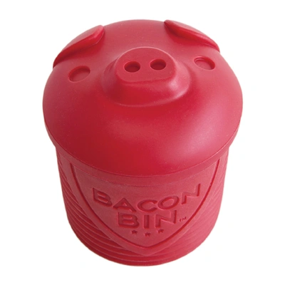 Talisman Designs Bacon Bin Silicone Grease Container With Strainer, 1 Cup, Red