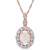 Mimi & Max 1 1/2 Ct Tgw Oval Shape Opal, White Topaz And Diamond Accent Vintage Pendant With Chain In 14k Rose In White