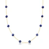 ROSS-SIMONS 8MM BLUE LAPIS BEAD STATION NECKLACE IN 14KT YELLOW GOLD