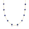 Ross-simons 8mm Blue Lapis Bead Station Necklace In 14kt Yellow Gold In Blue