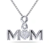 Mimi & Max Women's Diamond Infinity "mom" Pendant With Chain In Sterling Silver In Silver
