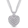 Mimi & Max 1ct Tdw Diamond Heart Pendant With Triple Chain In Sterling Silver In Silver