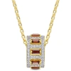 Mimi & Max 2 1/2 Ct Tgw Baguette Garnet And White Topaz Pendant With Chain In Yellow Plated Sterling Silver In Red