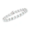 Ross-simons Aquamarine Tennis Bracelet With Diamond Accents In Sterling Silver In Silver