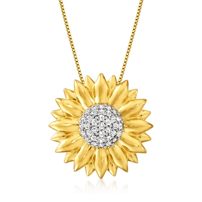 Ross-simons White Topaz Sunflower Necklace In 18kt Gold Over Sterling In Yellow