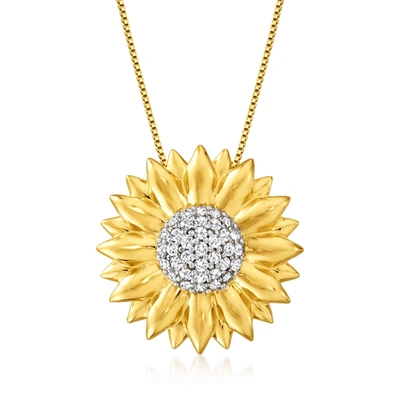 Ross-simons White Topaz Sunflower Necklace In 18kt Gold Over Sterling In Silver
