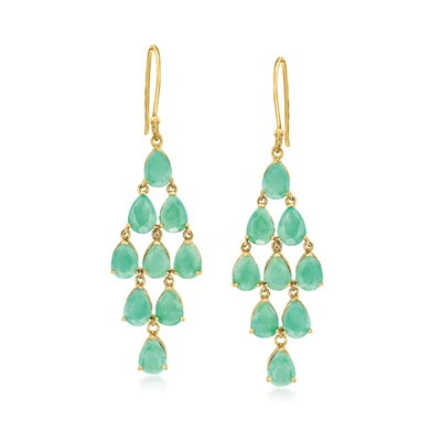 Ross-simons Garnet Chandelier Earrings In 18kt Gold Over Sterling In Green