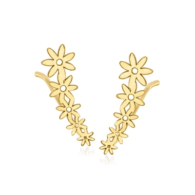 Rs Pure Ross-simons 14kt Yellow Gold Flower Ear Climbers