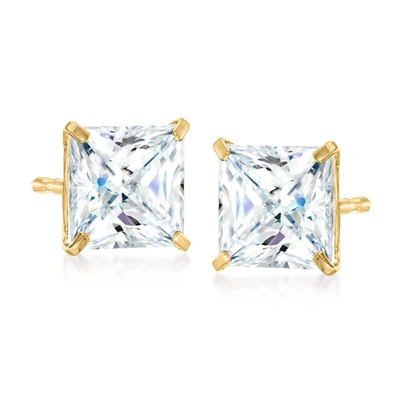 Ross-simons Princess-cut Cz In 14kt Yellow Gold In Multi