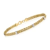 Ross-simons 14kt Yellow Gold Wheat-link Station Bracelet With Diamond Accents In Gold