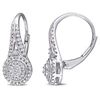 Mimi & Max 1/4ct Tdw Diamond Halo Leverback Earrings In Sterling Silver In Silver
