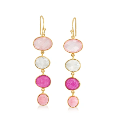 Ross-simons Multi-gemstone Drop Earrings In 18kt Gold Over Sterling In Pink