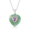 ROSS-SIMONS JADE AND AMETHYST HEART PENDANT NECKLACE IN STERLING SILVER
