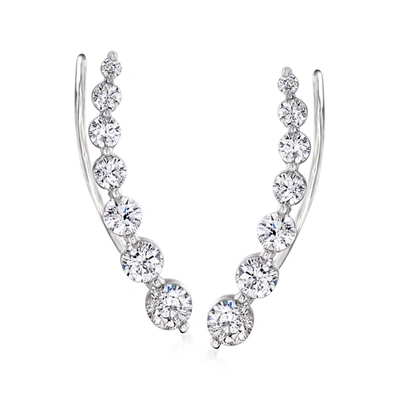 Ross-simons Diamond Ear Climbers In 14kt White Gold In Silver