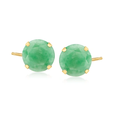 Ross-simons 8mm Jade Martini Stud Earrings In 14kt Yellow Gold In Green