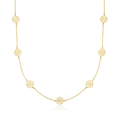 Rs Pure By Ross-simons Italian 14kt Yellow Gold Flower Station Necklace