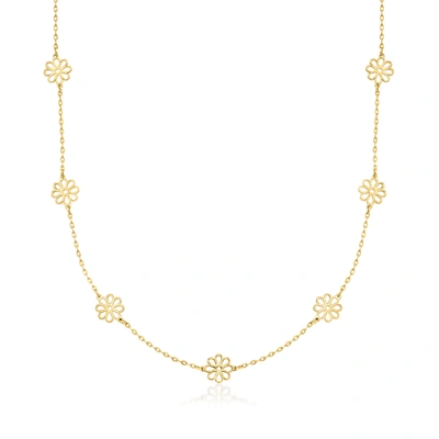 RS PURE BY ROSS-SIMONS ITALIAN 14KT YELLOW GOLD FLOWER STATION NECKLACE