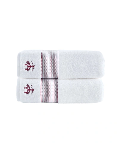 Brooks Brothers Rope Stripe Border 2 Pcs Bath Towels In Grey