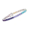 ROSS-SIMONS 10.50 CT. T. W. MULTI-STONE AND FIRE OPAL TENNIS BRACELET IN STERLING SILVER