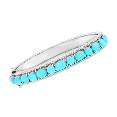 Ross-simons Turquoise Bangle Bracelet In Sterling Silver In Blue