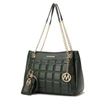 Mkf Collection By Mia K Mabel Quilted Vegan Leather Women's Shoulder Bag With Bracelet Keychain With A Credit Card Holder- 2 In Green