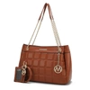 Mkf Collection By Mia K Mabel Quilted Vegan Leather Women's Shoulder Bag With Bracelet Keychain With A Credit Card Holder- 2 In Brown
