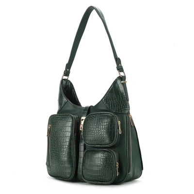 Mkf Collection By Mia K Daphne Crocodile-embossed Vegan Leather Shoulder In Green