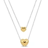 Mimi & Max Yellow Two Heart Double Strand Necklace In Sterling Silver - 16+18 In. In Gold