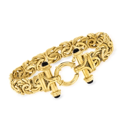 Ross-simons 18kt Gold Over Sterling Byzantine Bracelet With Black Onyx