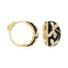 Ross-simons White Topaz And Black Enamel Dragonfly Hoop Earrings In 18kt Gold Over Sterling In Gold