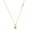 Mimi & Max Lock And Key Charm Necklace W/ White Enamel In Sterling Silver - 16+2 In. In Gold