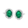 Ross-simons Emerald And Diamond Earrings In 18kt White Gold In Green