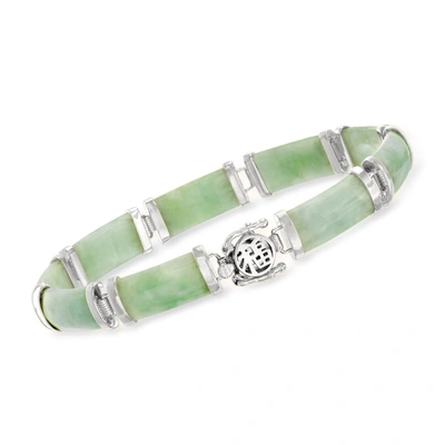 Ross-simons Jade "good Fortune" Bracelet In Sterling Silver In Green
