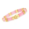 Ross-simons Green Jade "good Fortune" Bracelet In 18kt Gold Over Sterling In Pink