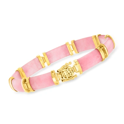 Ross-simons Green Jade "good Fortune" Bracelet In 18kt Gold Over Sterling In Pink