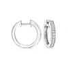 Rs Pure Ross-simons Diamond Hoop Earrings With Beaded Edge In Sterling Silver In Silver
