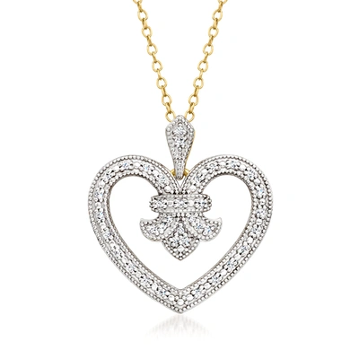 Canaria Fine Jewelry Canaria Diamond Milgrain Heart Pendant Necklace In 10kt Yellow Gold In Silver