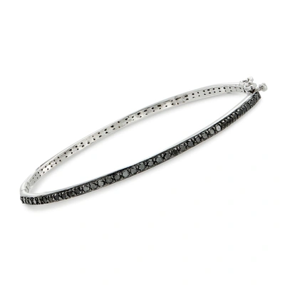 Ross-simons Black Diamond Bangle Bracelet In Sterling Silver