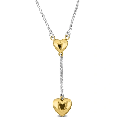 Mimi & Max Yellow Drop Heart Charm Necklace On Diamond Cut Rolo Chain In Sterling Silver - 16.5+1 In. In Gold