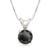 Ross-simons Black Diamond Solitaire Necklace In 14kt White Gold In Black