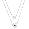 Mimi & Max Two Heart Double Strand Charm Necklace In Sterling Silver - 16+18 In. In Silver