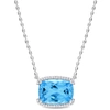 Mimi & Max Womens 13 5/8ct Tgw Cushion-cut Sky-blue Topaz And White Topaz Halo Pendant With Chain In Sterling S In Blue