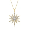 Ross-simons Diamond Starburst Pendant Necklace In 18kt Gold Over Sterling In Silver