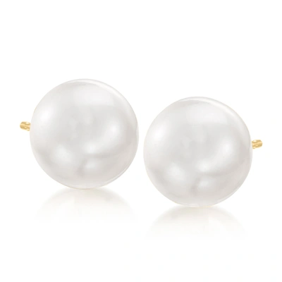 Ross-simons 10-11mm Cultured Pearl Stud Earrings In 14kt Yellow Gold In White