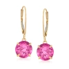 Ross-simons Pink Topaz Drop Earrings In 14kt Yellow Gold In Pink