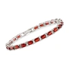 Ross-simons Emerald-cut Garnet Tennis Bracelet In Sterling Silver In Green
