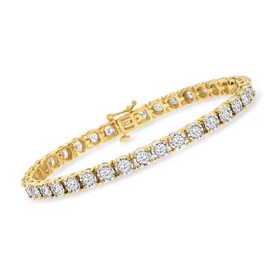 Ross-simons Diamond Tennis Bracelet In 18kt Yellow Gold Over Sterling Silver In White