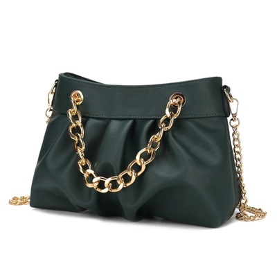 Mkf Collection By Mia K Marvila Minimalist Vegan Leather Chain Ruched Shoulder Bag In Green