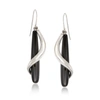 Ross-simons Black Onyx Teardrop And Sterling Silver Spiral Drop Earrings In White