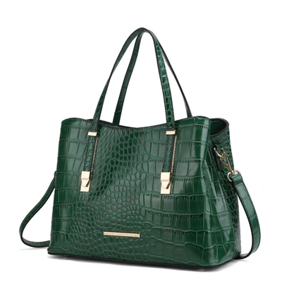 Mkf Collection By Mia K Aurelia Crocodile Embossed Vegan Leather Women's Tote Bag In Green